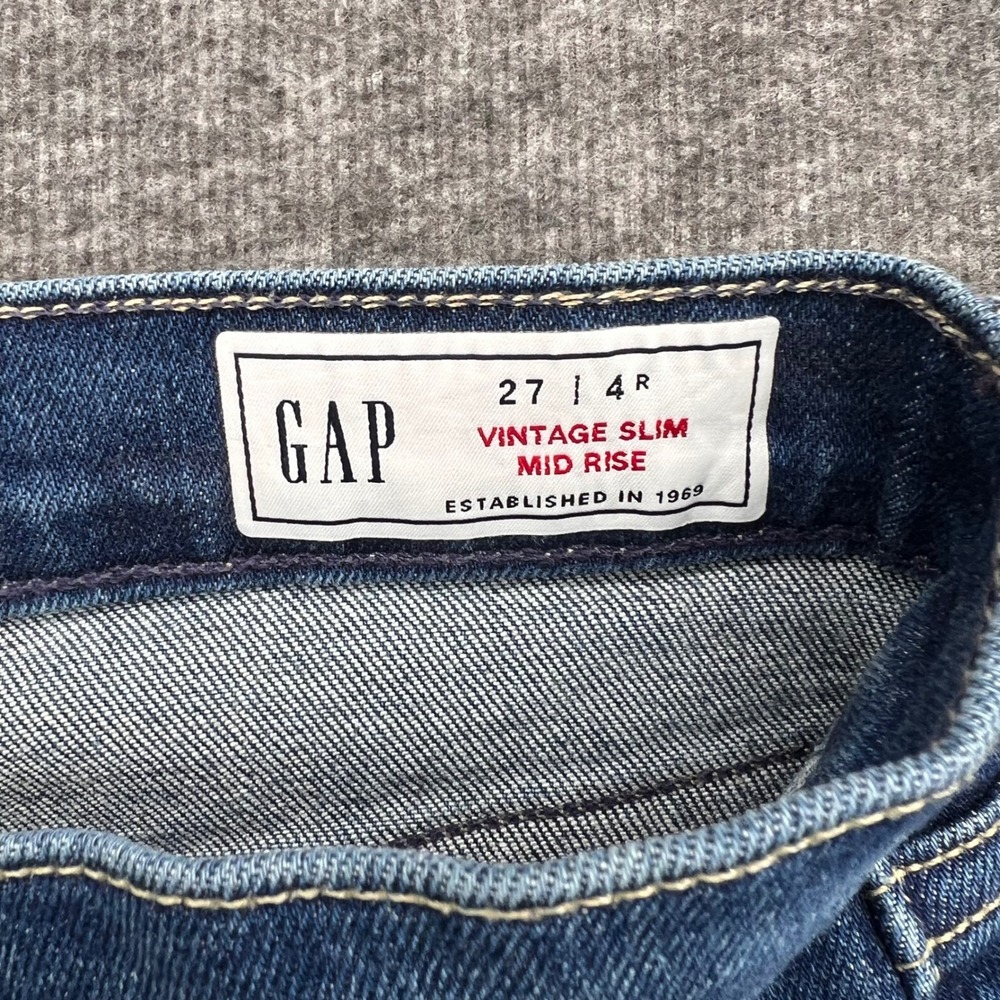 Gap Vintage Slim Mid Rise Jeans Womens 27 4R Medium Wash Patch Pocket Denim - Picture 5 of 14